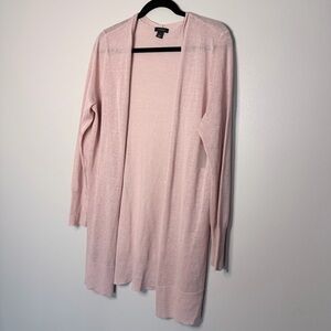 Halogen Light Pink Open-Front Long Cardigan Sweater